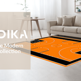 Ultra Soft Area Rug, Non Slip, Stain Resistant, Washable Area Rugs for Living Room, Bedroom, Striking Basketball Patterned Round Piece(Orange)