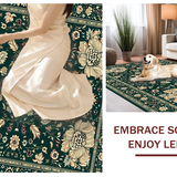 Ultra Soft Area Rug, Non Slip, Stain Resistant, Washable Area Rugs for Living Room, Bedroom, Dark Emerald Boho Chic Design(Green)