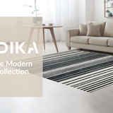 Ultra Soft Area Rug, Non Slip, Stain Resistant, Washable Area Rugs for Living Room, Bedroom, Scandinavian Minimalist Rug With Graphic Linear Design(Black)