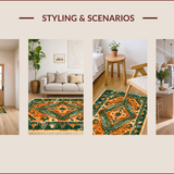Ultra Soft Area Rug, Non Slip, Stain Resistant, Washable Area Rugs for Living Room, Bedroom, Boho Serenity Oasis Rug Escape(Orange)