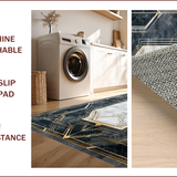 Ultra Soft Area Rug, Non Slip, Stain Resistant, Washable Area Rugs for Living Room, Bedroom, Chic Geometric Gold Accents Style(White)