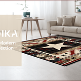 Ultra Soft Area Rug, Non Slip, Stain Resistant, Washable Area Rugs for Living Room, Bedroom, Rustic Americana Star Themed(Red)