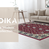Ultra Soft Area Rug, Non Slip, Stain Resistant, Washable Area Rugs for Living Room, Bedroom, Vibrant Teal Tiled Pattern(Red)
