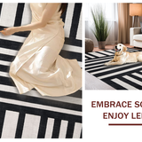 Ultra Soft Area Rug, Non Slip, Stain Resistant, Washable Area Rugs for Living Room, Bedroom, Geometric Stripe Area Rug: Contemporary Design(Black)