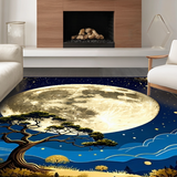 Ultra Soft Area Rug, Non Slip, Stain Resistant, Washable Area Rugs for Living Room, Bedroom, Vibrant Moonlit Nature Scene(Gold)