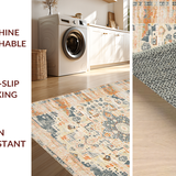 Ultra Soft Area Rug, Non Slip, Stain Resistant, Washable Area Rugs for Living Room, Bedroom, Retro Taupe Medallion Aesthetic(Orange)