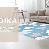 Ultra Soft Area Rug, Non Slip, Stain Resistant, Washable Area Rugs for Living Room, Bedroom, Adorable Child-Friendly Animal Patterns(Blue)