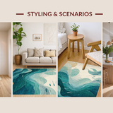 Ultra Soft Area Rug, Non Slip, Stain Resistant, Washable Area Rugs for Living Room, Bedroom, Whale and Octopus Themed Runner Rug with Tranquil Oceanic Swirls and Fish Motifs(Blue)