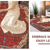 Ultra Soft Area Rug, Non Slip, Stain Resistant, Washable Area Rugs for Living Room, Bedroom, Cozy Rich Toned Trellis Style(Red)