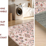 Ultra Soft Area Rug, Non Slip, Stain Resistant, Washable Area Rugs for Living Room, Bedroom, Chic Soft Green Vintage Charm(Pink)