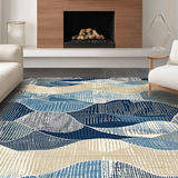 Ultra Soft Area Rug, Non Slip, Stain Resistant, Washable Area Rugs for Living Room, Bedroom, Rustic Textured Natural Tones(Blue)