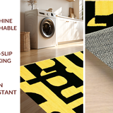 Ultra Soft Area Rug, Non Slip, Stain Resistant, Washable Area Rugs for Living Room, Bedroom, Trendy Urban Textual Decor(Yellow)