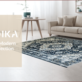 Contemporary Black and Ivory Medallion(Blue)