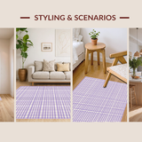 Ultra Soft Area Rug, Non Slip, Stain Resistant, Washable Area Rugs for Living Room, Bedroom, Trendy Minimalist Checkerboard Vibe(Purple)