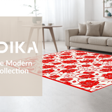 Ultra Soft Area Rug, Non Slip, Stain Resistant, Washable Area Rugs for Living Room, Bedroom, Sophisticated Geometric Rose Pattern(Red)