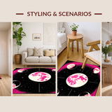 Ultra Soft Area Rug, Non Slip, Stain Resistant, Washable Area Rugs for Living Room, Bedroom, Contemporary Floral Starry Aesthetic(Pink)