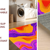 Ultra Soft Area Rug, Non Slip, Stain Resistant, Washable Area Rugs for Living Room, Bedroom, Expressive Color Shift Geometric Shape(Orange)