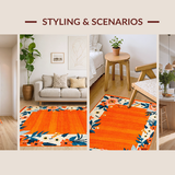 Ultra Soft Area Rug, Non Slip, Stain Resistant, Washable Area Rugs for Living Room, Bedroom, Charming Cheerful Patterned Accent(Orange)
