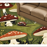 Ultra Soft Area Rug, Non Slip, Stain Resistant, Washable Area Rugs for Living Room, Bedroom, Vibrant Earthy Mushroom Aesthetic(Green)