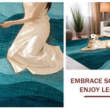 Ultra Soft Area Rug, Non Slip, Stain Resistant, Washable Area Rugs for Living Room, Bedroom, Abstract Ombre Design Round Rug Featuring Striking Shades of Teal and Blue(Blue)