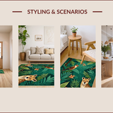 Ultra Soft Area Rug, Non Slip, Stain Resistant, Washable Area Rugs for Living Room, Bedroom, Charming Leafy Jungle Scene(Green)
