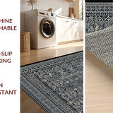 Ultra Soft Area Rug, Non Slip, Stain Resistant, Washable Area Rugs for Living Room, Bedroom, Rustic Ogee Design with Warm Tones(Black)