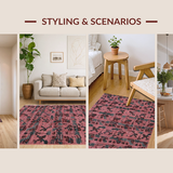 Ultra Soft Area Rug, Non Slip, Stain Resistant, Washable Area Rugs for Living Room, Bedroom, Cute Pink Ribbon and Cherry Bomb Rug Design(Pink)