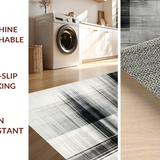 Ultra Soft Area Rug, Non Slip, Stain Resistant, Washable Area Rugs for Living Room, Bedroom, Noir Et Blanc: Striped Woven Rug, Classic Look(Gray)
