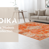 Ultra Soft Area Rug, Non Slip, Stain Resistant, Washable Area Rugs for Living Room, Bedroom, Elegant Soft Tiled Pattern Aesthetic(Orange)