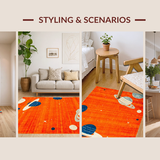 Ultra Soft Area Rug, Non Slip, Stain Resistant, Washable Area Rugs for Living Room, Bedroom, Vibrant Cosmic Educational Cushion(Orange)
