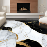Ultra Soft Area Rug, Non Slip, Stain Resistant, Washable Area Rugs for Living Room, Bedroom, Sleek Black Gold Abstract Swirl(Black)