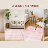 Ultra Soft Area Rug, Non Slip, Stain Resistant, Washable Area Rugs for Living Room, Bedroom, Minimalist Shaggy Pink Elegance(Pink)