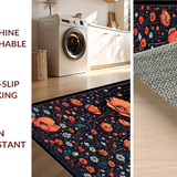 Ultra Soft Area Rug, Non Slip, Stain Resistant, Washable Area Rugs for Living Room, Bedroom, Ethereal Floral Ghost Motif(Red)
