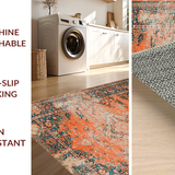 Ultra Soft Area Rug, Non Slip, Stain Resistant, Washable Area Rugs for Living Room, Bedroom, Stylish Rustic Tiled Motif(Orange)