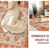 Ultra Soft Area Rug, Non Slip, Stain Resistant, Washable Area Rugs for Living Room, Bedroom, Rustic Floral Tapestry Motif(Orange)