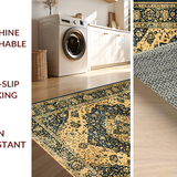 Ultra Soft Area Rug, Non Slip, Stain Resistant, Washable Area Rugs for Living Room, Bedroom, Luxurious Faded Medallion Style(Gold)