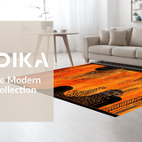 Ultra Soft Area Rug, Non Slip, Stain Resistant, Washable Area Rugs for Living Room, Bedroom, Artful Urban Safari Vibes(Orange)