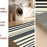 Ultra Soft Area Rug, Non Slip, Stain Resistant, Washable Area Rugs for Living Room, Bedroom, Artistic Contemporary Striped Visual(Beige)