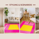 Ultra Soft Area Rug, Non Slip, Stain Resistant, Washable Area Rugs for Living Room, Bedroom, Charming Bright Colorful Pattern(Pink)