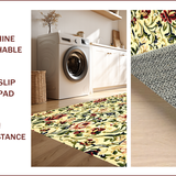 Ultra Soft Area Rug, Non Slip, Stain Resistant, Washable Area Rugs for Living Room, Bedroom, Citron Green Floral Rug for Meditation Space(Beige)