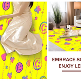 Ultra Soft Area Rug, Non Slip, Stain Resistant, Washable Area Rugs for Living Room, Bedroom, Enchanting Rainbow Smiley Arrangement(Yellow)
