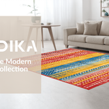 Ultra Soft Area Rug, Non Slip, Stain Resistant, Washable Area Rugs for Living Room, Bedroom, Striking Earthy Stripe Composition(Red)
