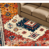 Ultra Soft Area Rug, Non Slip, Stain Resistant, Washable Area Rugs for Living Room, Bedroom, Traditional Blue Bedroom Easy Clean Patterned Area Rug(Red)