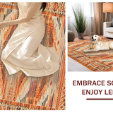 Ultra Soft Area Rug, Non Slip, Stain Resistant, Washable Area Rugs for Living Room, Bedroom, Warm Toned Rustic Woven Elegance(Orange)