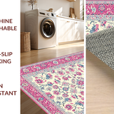 Ultra Soft Area Rug, Non Slip, Stain Resistant, Washable Area Rugs for Living Room, Bedroom, Transitional Vibrant Flower Design(Ivory)