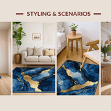Ultra Soft Area Rug, Non Slip, Stain Resistant, Washable Area Rugs for Living Room, Bedroom, Chic Opulent Blue Gold Blend(Blue)
