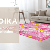 Ultra Soft Area Rug, Non Slip, Stain Resistant, Washable Area Rugs for Living Room, Bedroom, Elegant Soft Pink Botanical Pattern(Pink)
