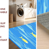Ultra Soft Area Rug, Non Slip, Stain Resistant, Washable Area Rugs for Living Room, Bedroom, Contemporary Coastal Animal Illustration(Blue)