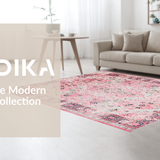 Ultra Soft Area Rug, Non Slip, Stain Resistant, Washable Area Rugs for Living Room, Bedroom, Faded Floral Vintage Elegance(Pink)