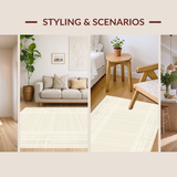Ultra Soft Area Rug, Non Slip, Stain Resistant, Washable Area Rugs for Living Room, Bedroom, Sleek Ivory Tiled Design Approach(Beige)